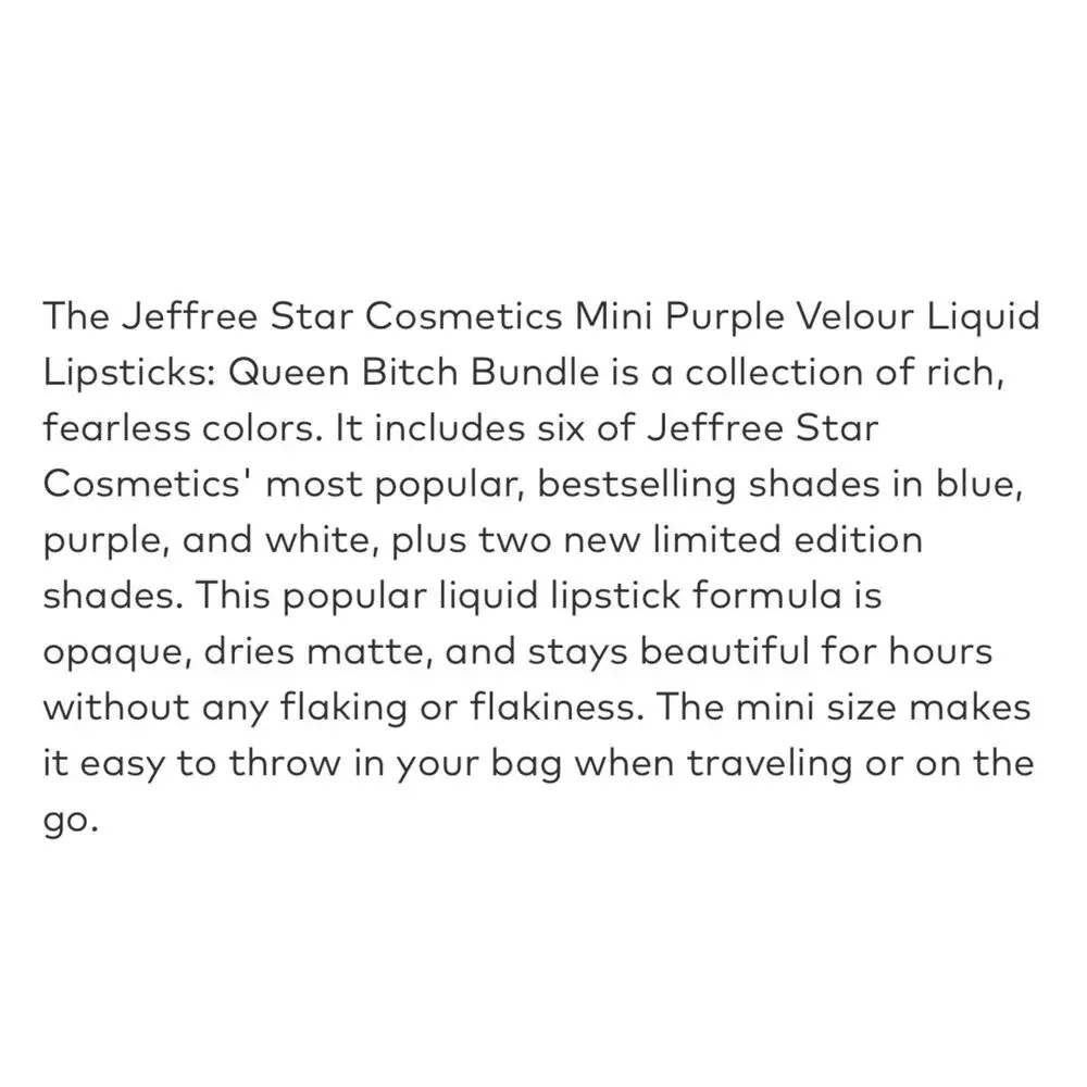 NIB Jeffree Star Queen B*tch Limited Edition Velour Liquid Lipstick Set
